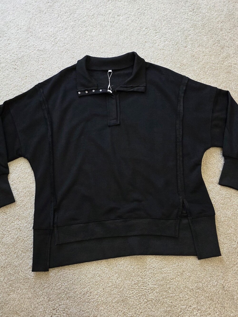 ANRABESS Black Zip-Up Collared Women's Sweater Size L